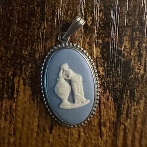 Vintage Wedgwood Pendant Blue Cameo Sterling silver setting